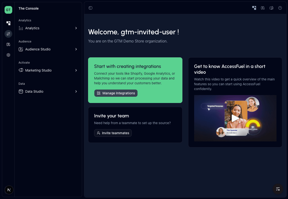 Invited user lands on workspace