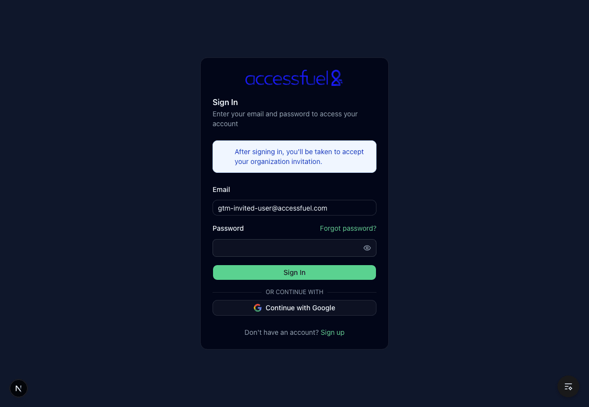 Invited user sign-in